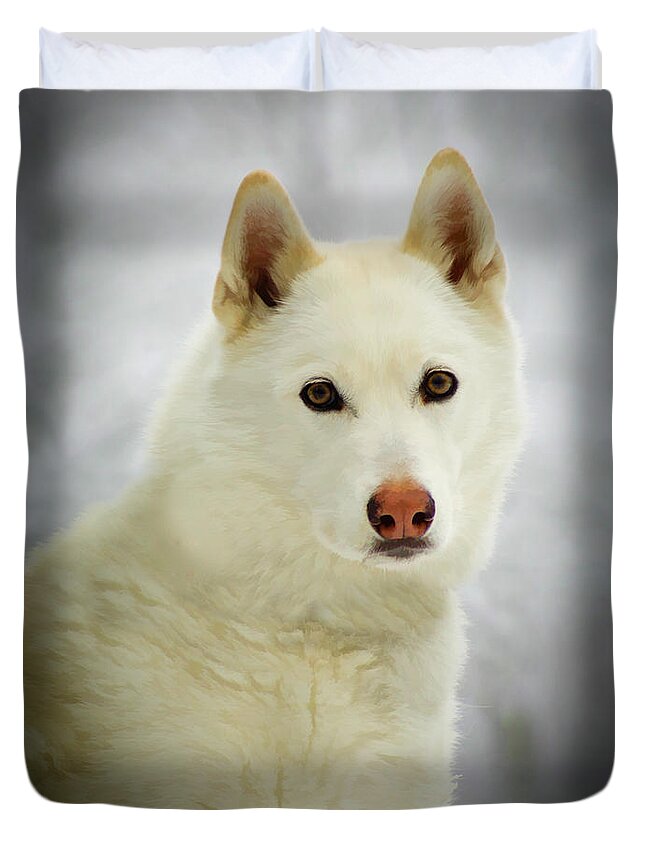 Husky Duvet Cover featuring the photograph The Stare by Joye Ardyn Durham
