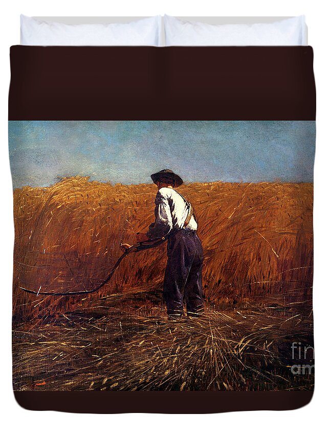 The Veteran In A New Field By Winslow Homer (1836-1910) :scythe; Braces; Faux; Faucheur; Mower; Champs; Farm Duvet Cover featuring the painting The Veteran in a New Field by Winslow Homer by Winslow Homer