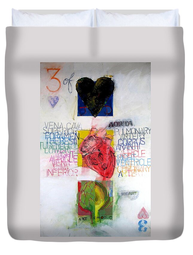 Acrylic Duvet Cover featuring the painting Three of Hearts 32-52 by Cliff Spohn
