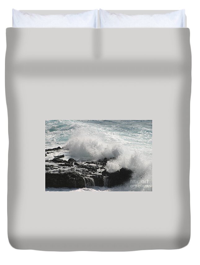 Tide Duvet Cover featuring the photograph Tidal Spray by Anthony Trillo