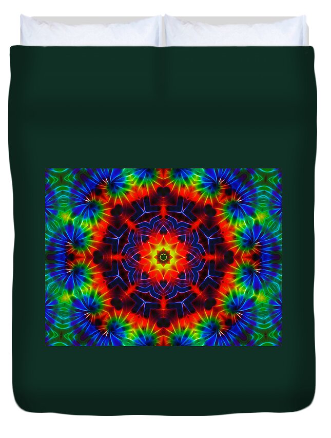 Kaleidoscope Duvet Cover featuring the digital art Tie Dye Kaleidoscope by Lynne Jenkins