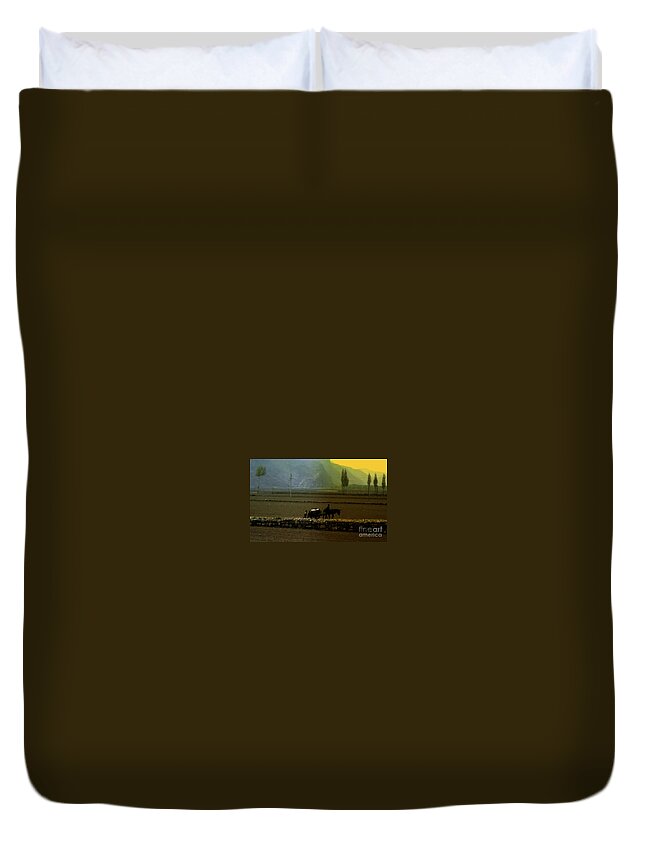 Landscape Duvet Cover featuring the photograph 'Til The Day Is Done by Lydia Holly