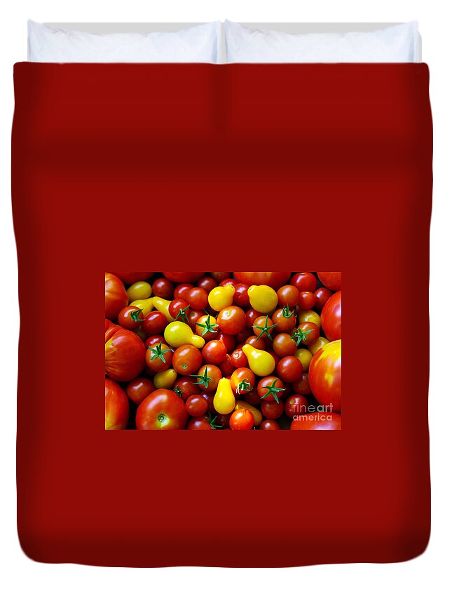 Abundance Duvet Cover featuring the photograph Tomatoes Background by Carlos Caetano