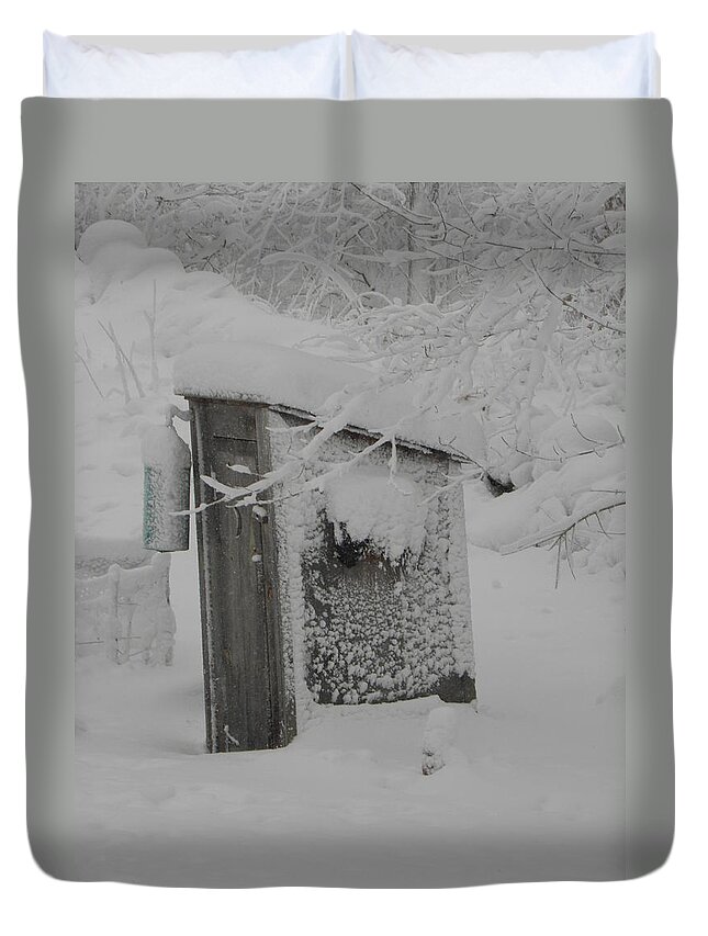 Outhouse Duvet Cover featuring the photograph Too Cold For The Outhouse by Kim Galluzzo