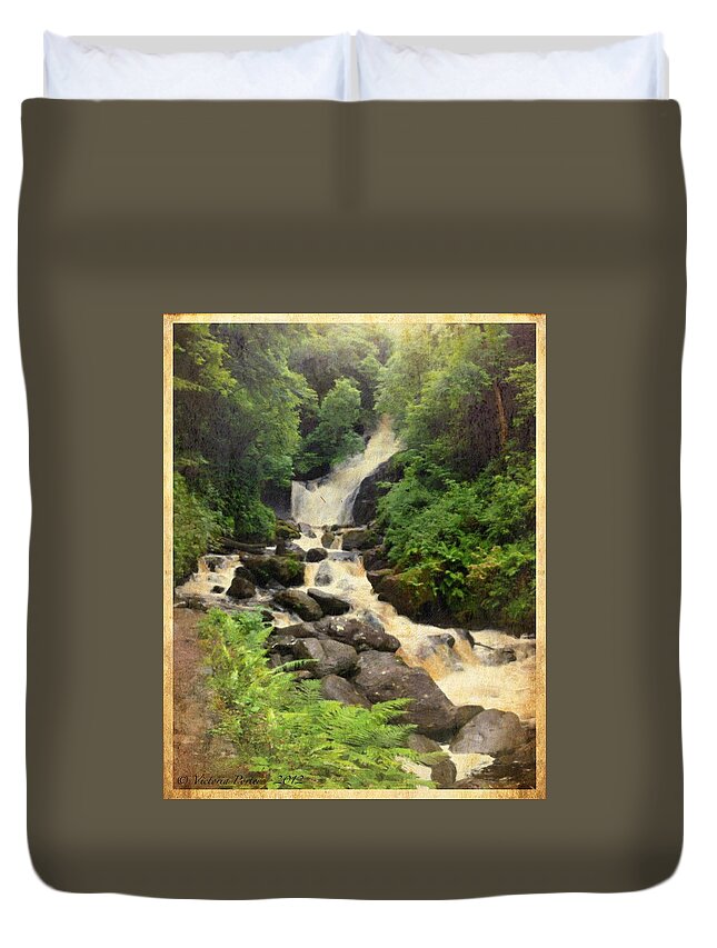 Waterfall Duvet Cover featuring the photograph Torc Waterfall in Ireland by Victoria Porter