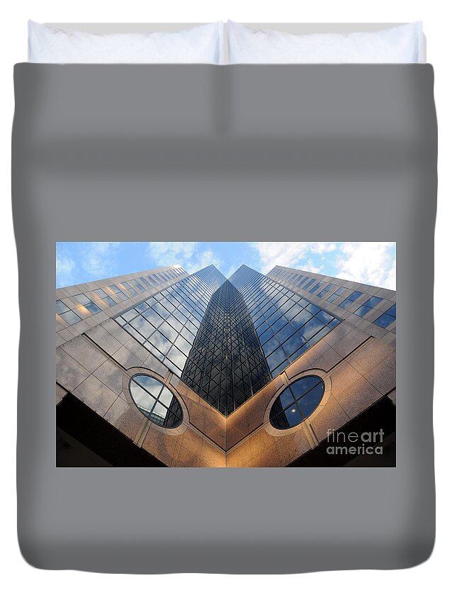 Urban Duvet Cover featuring the photograph Towering Modern Skyscraper in Downtown by Gary Whitton