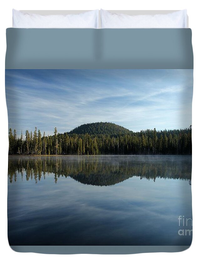 Summit Lake Duvet Cover featuring the photograph Trees On The Edge by Adam Jewell