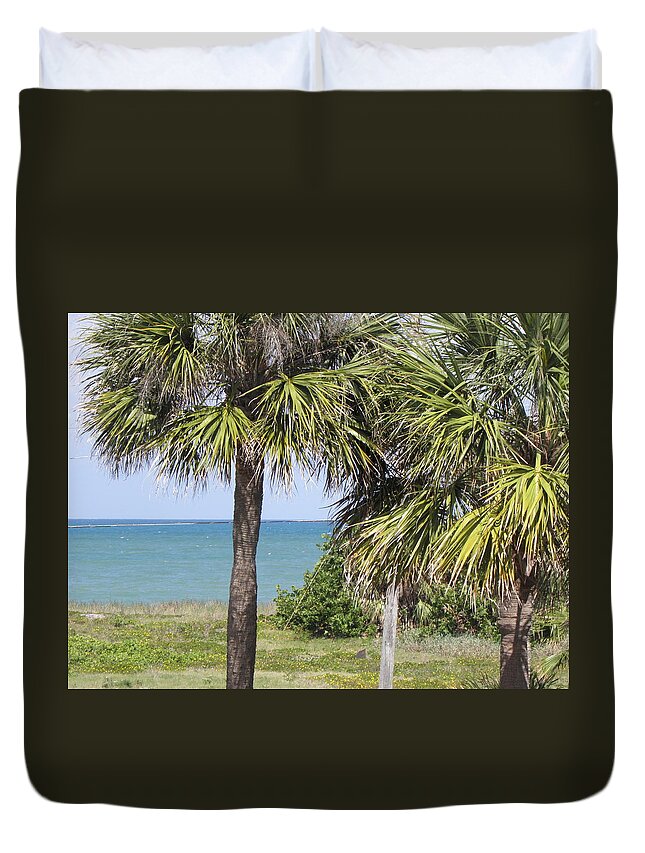 Palm Trees Duvet Cover featuring the photograph Tropicals by Kim Galluzzo Wozniak
