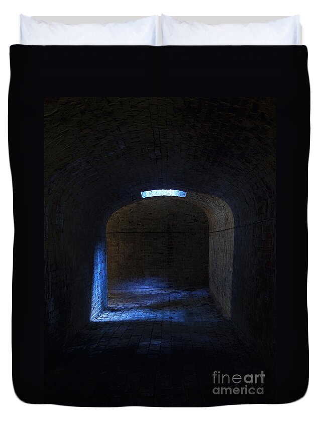 Tunnel Duvet Cover featuring the photograph Tunnel in blue by Steev Stamford