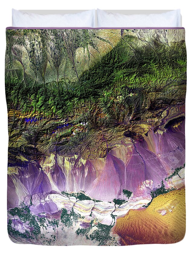 Usgs Duvet Cover featuring the photograph Turpan Depression, China by Nasa