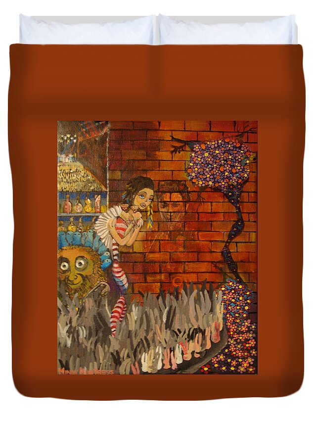 Surreal Duvet Cover featuring the painting Twisted and Empty by Mindy Huntress