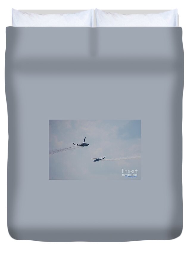 Helicopters Duvet Cover featuring the photograph Two Cobras by Susan Stevens Crosby
