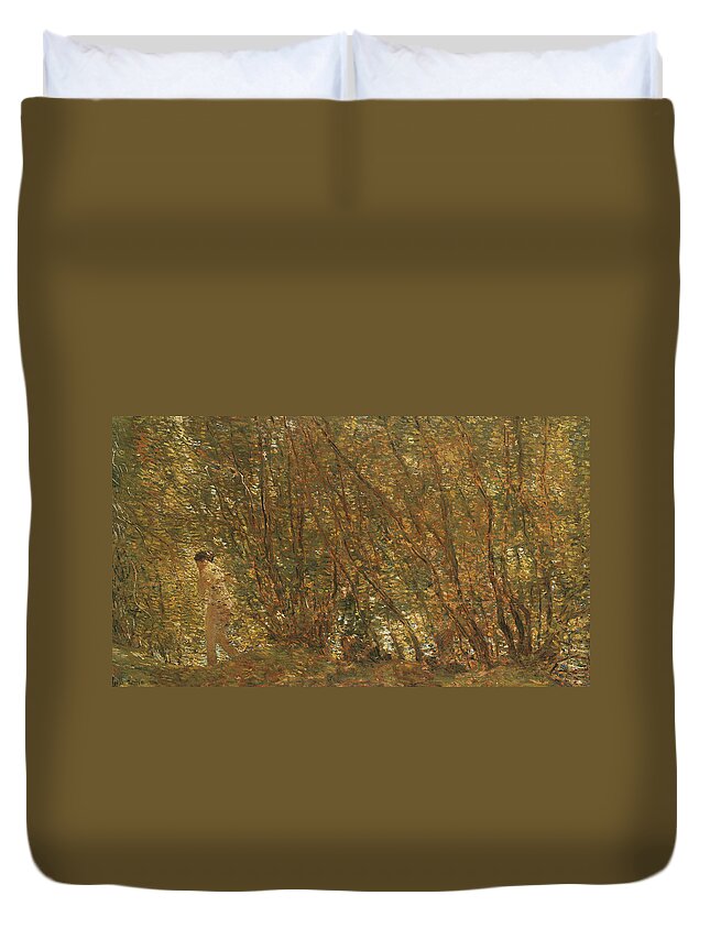 Under The Alders Duvet Cover featuring the painting Under the Alders by Childe Hassam