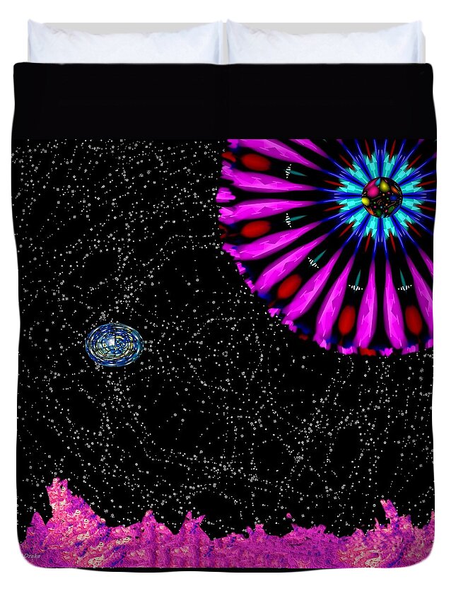 Visitor Duvet Cover featuring the digital art Unexpected Visitor by Alec Drake