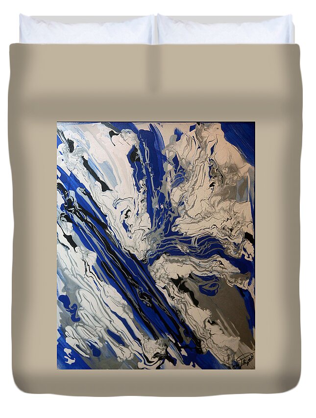 Blue Duvet Cover featuring the mixed media Untitled by Artista Elisabet