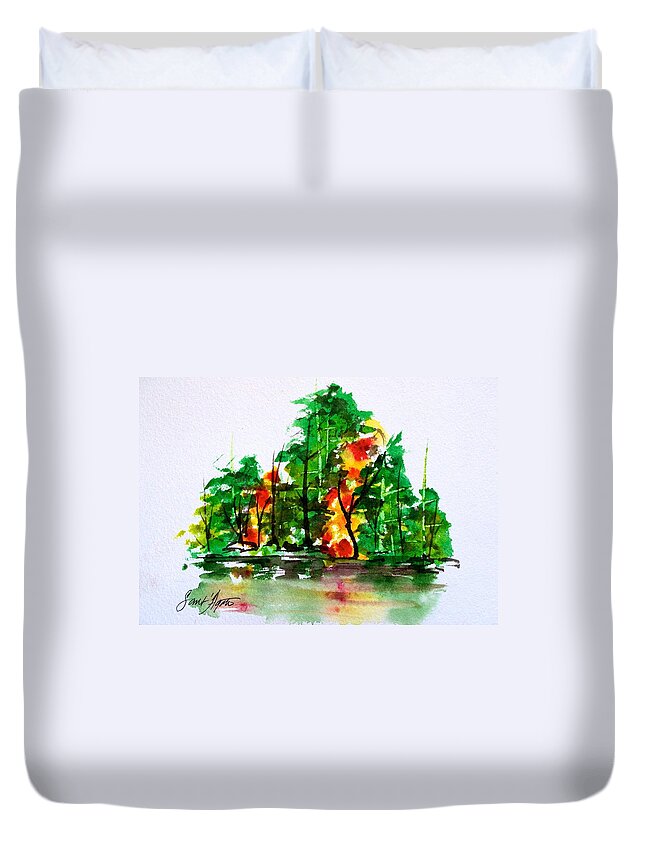 Vermont Duvet Cover featuring the painting Vermont October by Frank SantAgata