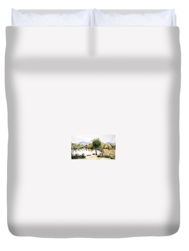 Landscape Duvet Cover featuring the painting View Outside Reno by Vicki Housel