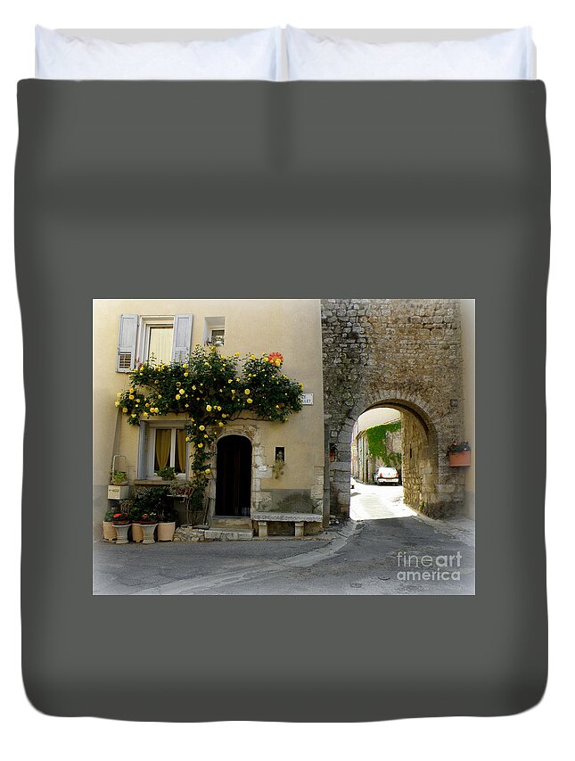 Village Scene Duvet Cover featuring the photograph Village house in Quinson by Lainie Wrightson