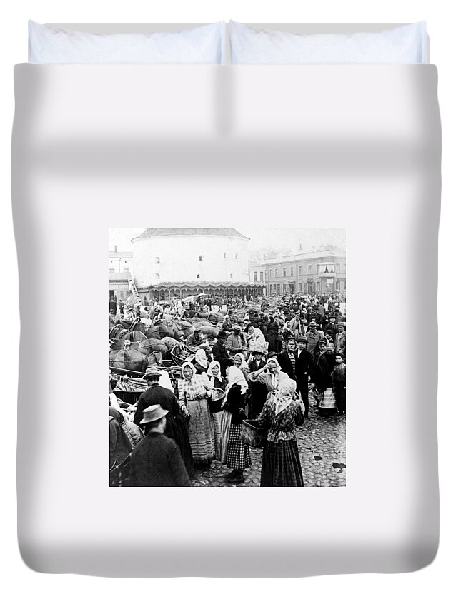 Vyborg Duvet Cover featuring the photograph Vyborg Market Place c 1897 by International Images