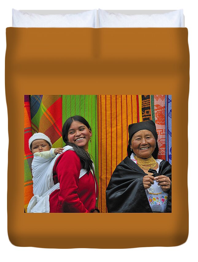 Otavalo Duvet Cover featuring the photograph Wandering Through the Market by Tony Beck