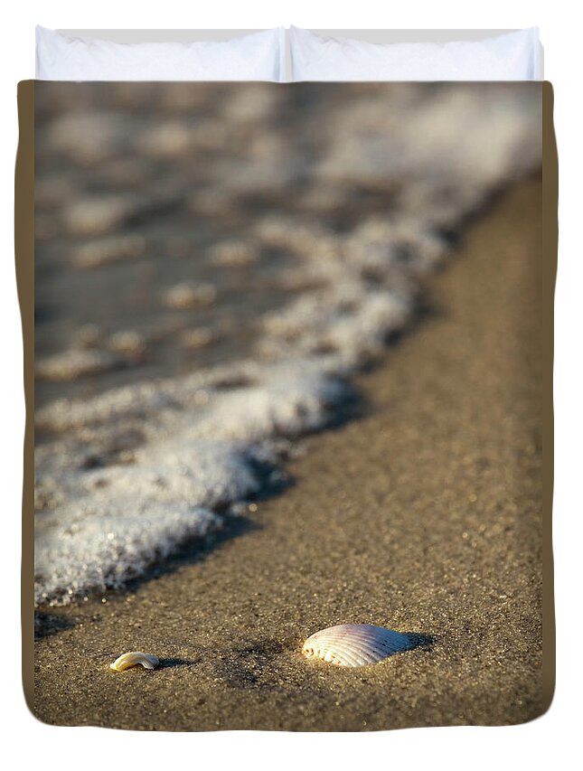 Shell Duvet Cover featuring the photograph Washing Away by Nick Shirghio