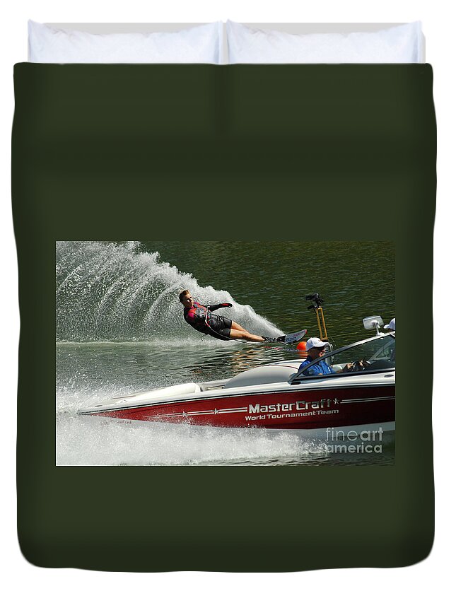 Water Skiing Duvet Cover featuring the photograph Water Skiing Magic of Water 26 by Bob Christopher