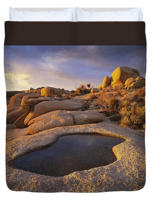 00174112 Duvet Cover featuring the photograph Water That Has Collected In Boulder by Tim Fitzharris