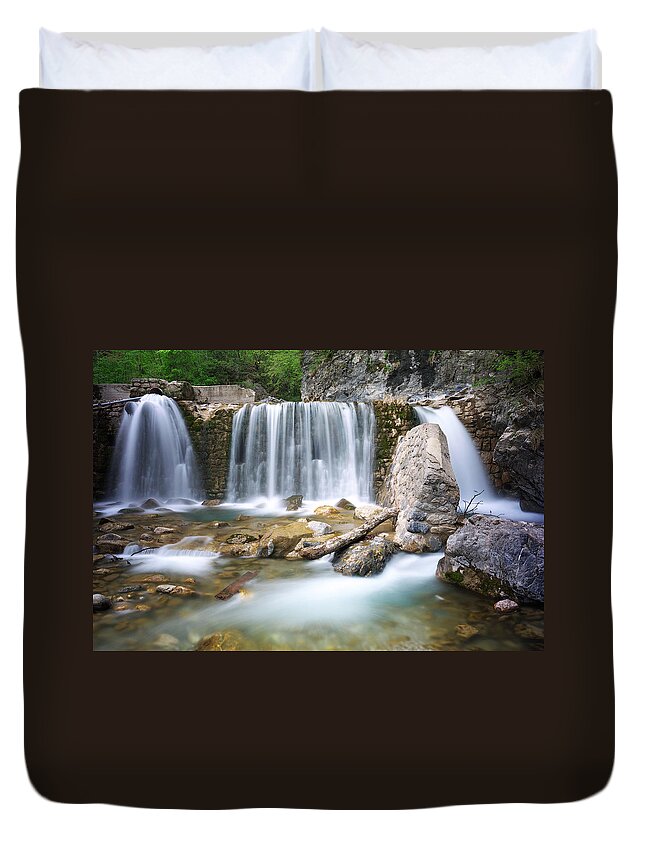 Water Duvet Cover featuring the photograph Waterfall by Ivan Slosar