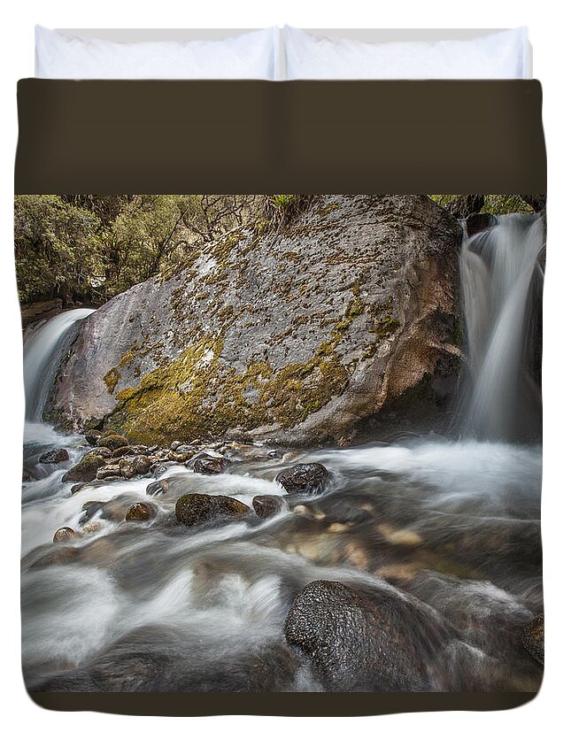 00498193 Duvet Cover featuring the photograph Waterfall On The Yanganuco River by Colin Monteath