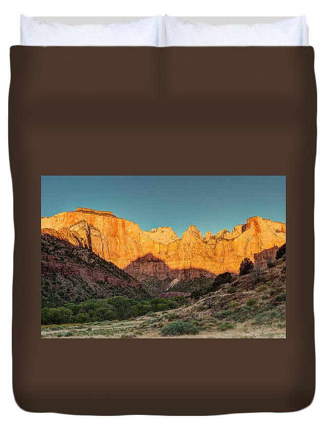 Zion Duvet Cover featuring the photograph West Temple Sundial and Altar of Sacrifice by George Buxbaum