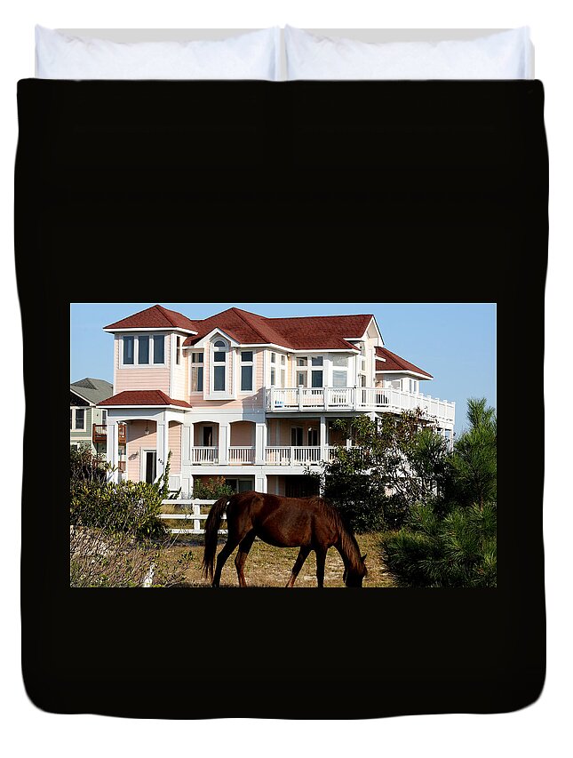 Wild Spanish Mustang Duvet Cover featuring the photograph What a view to wake up too by Kim Galluzzo