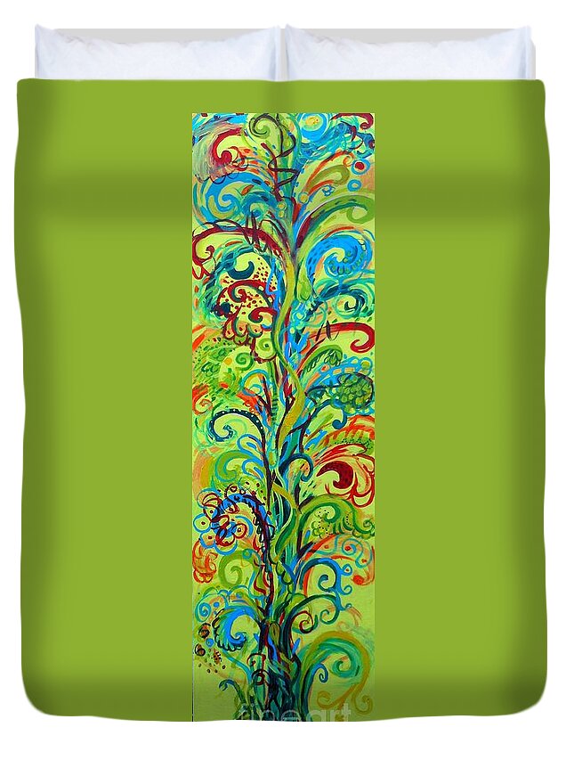 Tree Duvet Cover featuring the painting Whirlygig Tree by Genevieve Esson