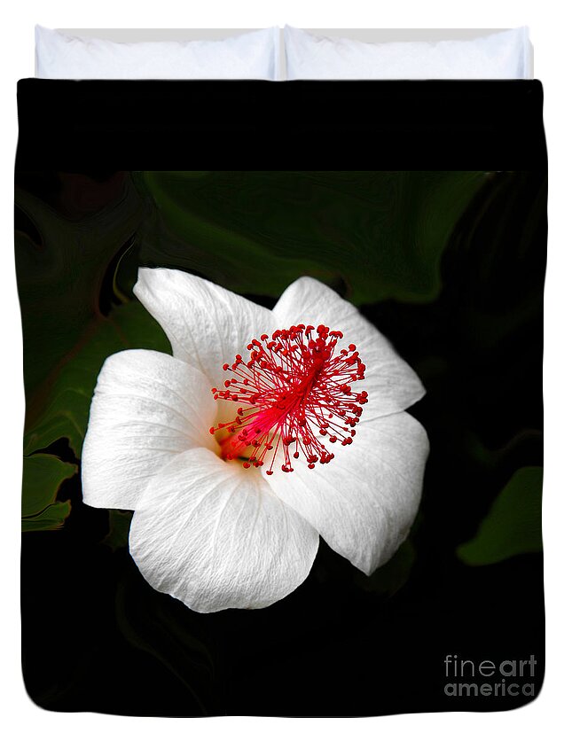 Hibiscus Art Duvet Cover featuring the photograph White Hibiscus Flower by Rebecca Margraf