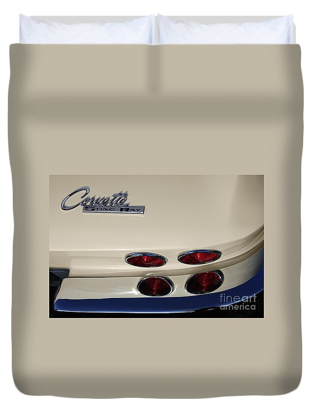 Corvette Duvet Cover featuring the photograph White Stingray by Dennis Hedberg