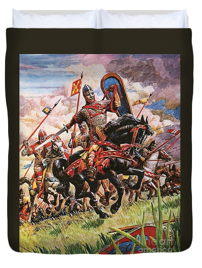 William The Conqueror Duvet Cover featuring the painting William The Conqueror at The Battle of Hastings by Peter Jackson