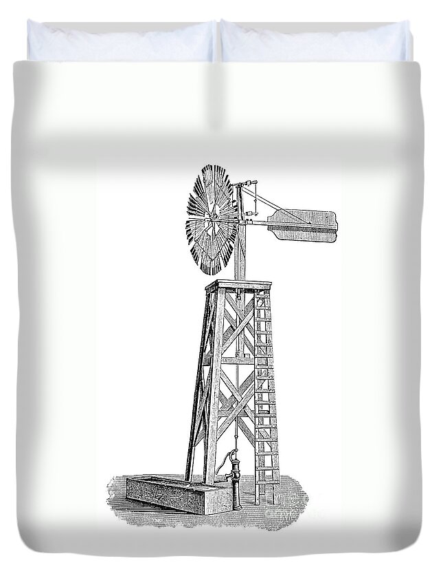 1880 Duvet Cover featuring the photograph WINDMILL, c1880 by Granger