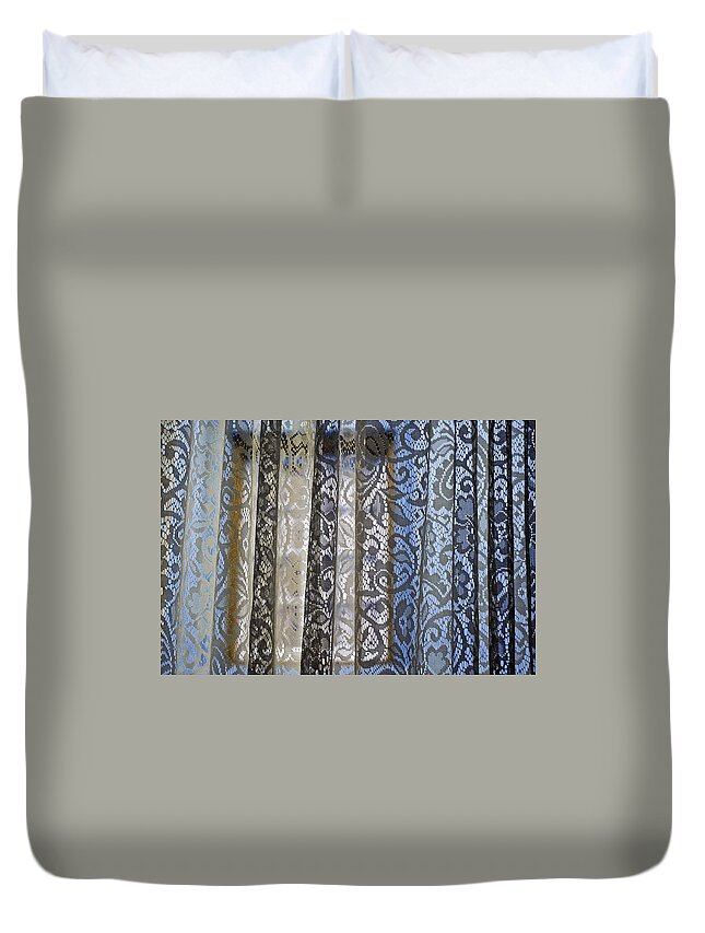 Window Duvet Cover featuring the photograph Window and Lace by Glennis Siverson
