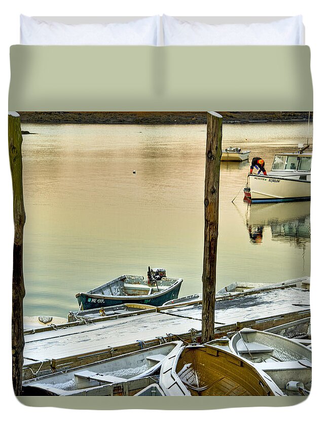 Harbor Duvet Cover featuring the photograph Winter Morning by Brenda Giasson