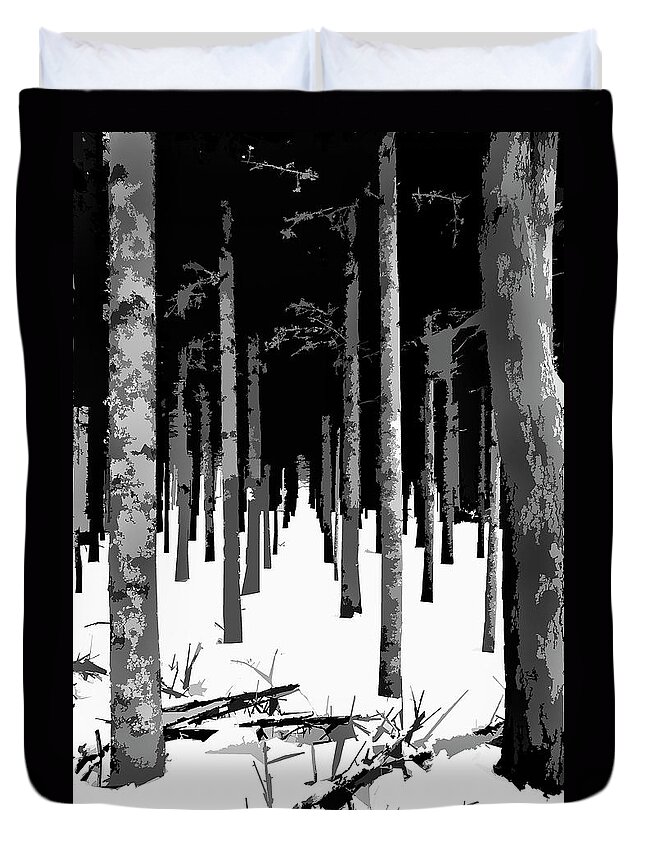 Winter Duvet Cover featuring the photograph Winter Wooded Path by Burney Lieberman