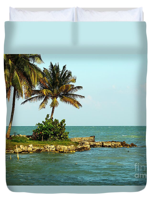 Caribbean Sea Duvet Cover featuring the photograph Wish You Were Here by Kathy McClure
