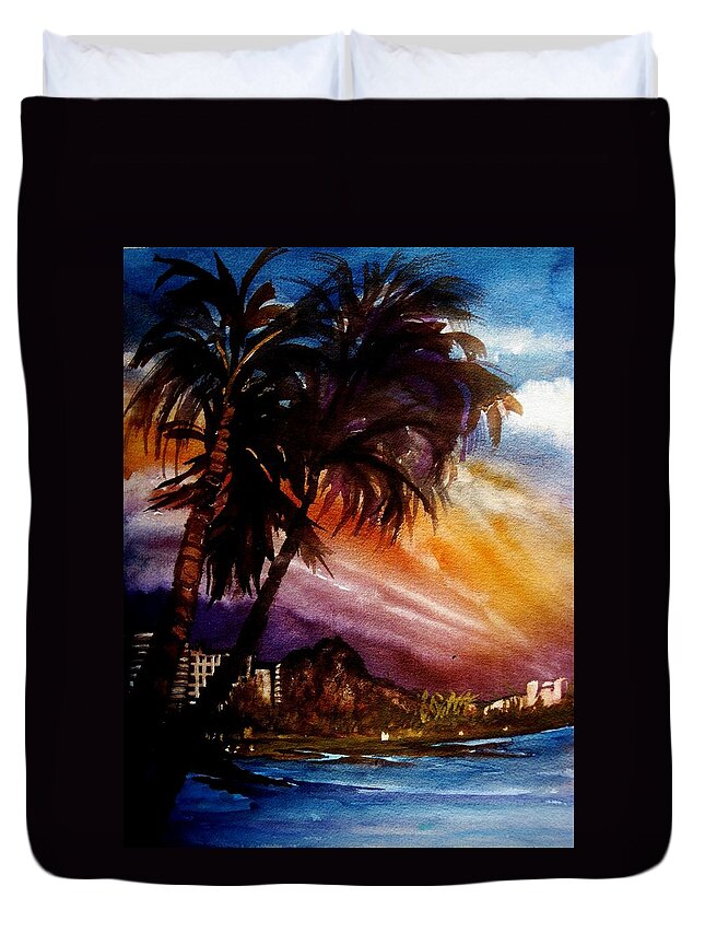 Hawaii Duvet Cover featuring the painting Worth The Wait by Lil Taylor