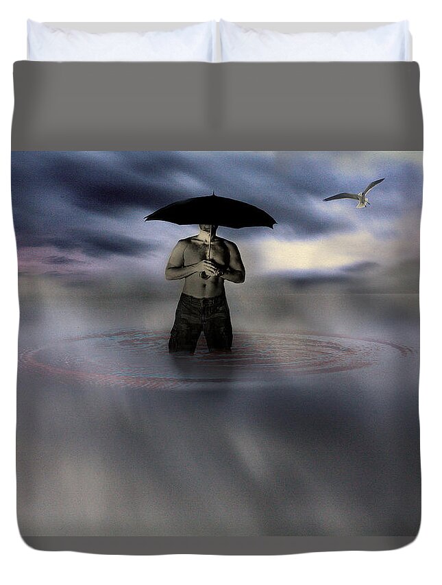 Conceptual Art Duvet Cover featuring the photograph Wrong Place Wrong Time by Gray Artus