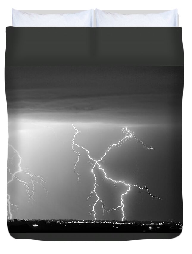 City Duvet Cover featuring the photograph X In The Sky in Black and White by James BO Insogna
