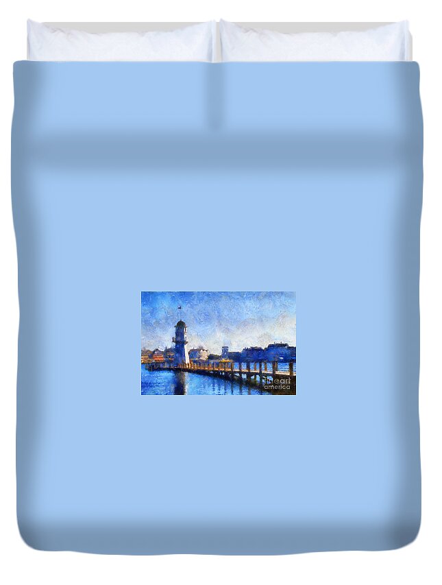 Pier Duvet Cover featuring the photograph Yacht Club Pier by Nora Martinez
