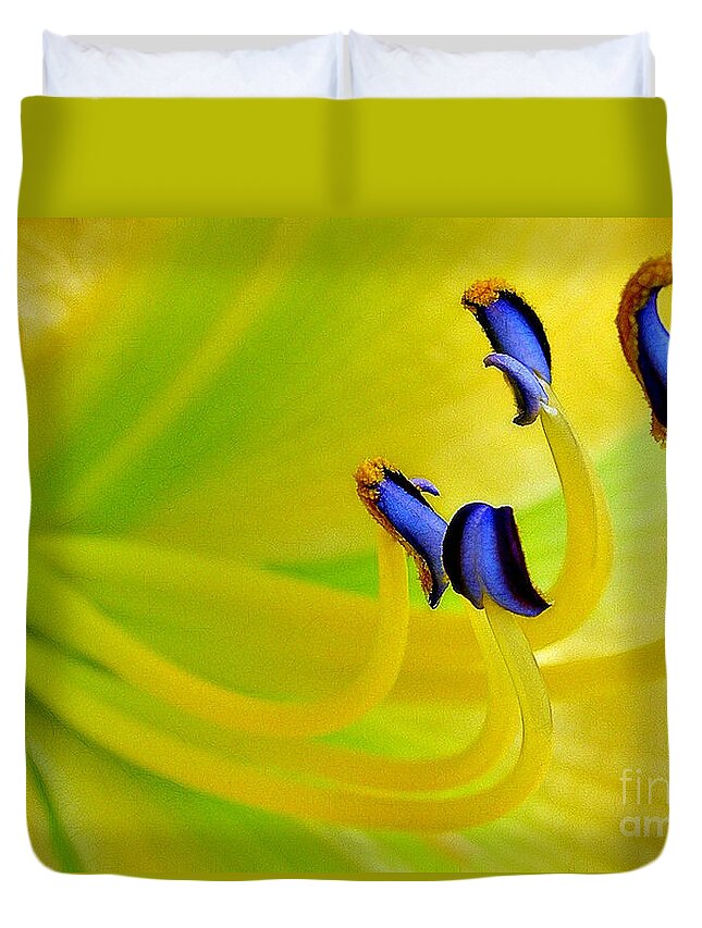 Lily Duvet Cover featuring the photograph Yellow Lily by Judi Bagwell