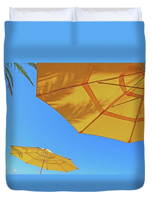 Umbrella Duvet Cover featuring the photograph Yellow Time by Lizi Beard-Ward