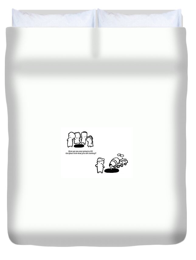 Leaving Duvet Cover featuring the drawing You are Leaving by Leanne Wilkes