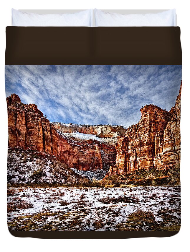 Mountain Duvet Cover featuring the photograph Zion Canyon In Utah by Christopher Holmes