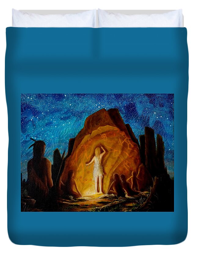 Stars Duvet Cover featuring the painting . . . They Elected Her To Tell Their Story . . . by Matt Konar