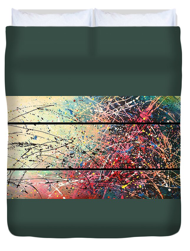Abstract Duvet Cover featuring the painting ' Evening Shore ' by Michael Lang